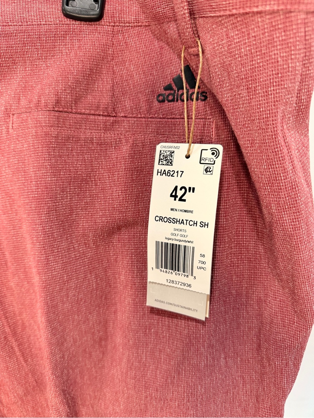 adidas Men's Red Flat Front Performance Shorts - Picture 3 of 4